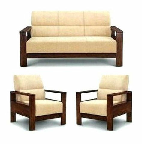 5-Seater Wooden Sofa Set | 3-Seater + 2 Chairs | Premium Solid Wood Frame & Comfortable Cushions