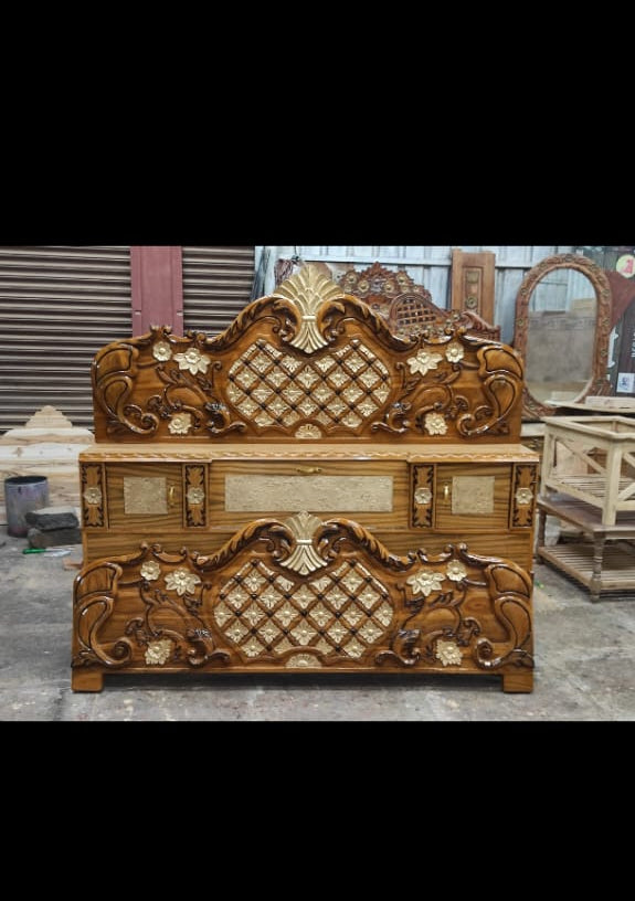 Hand-Carved Royal Wooden Bed