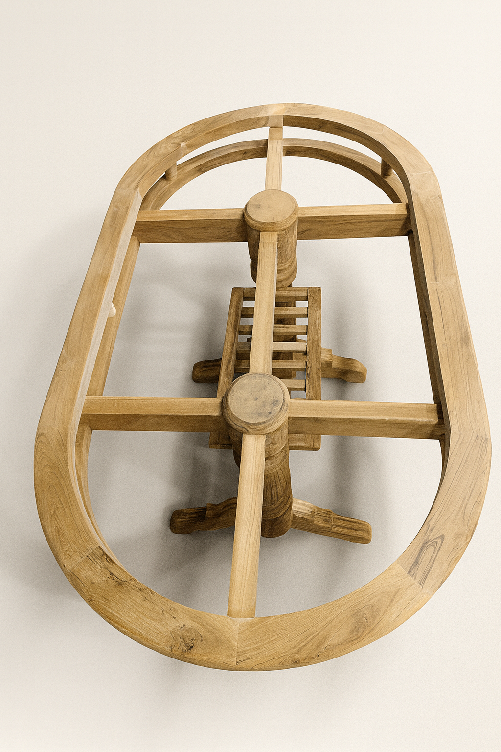 Handcrafted Solid Wood Oval Table Base – Premium Traditional Design