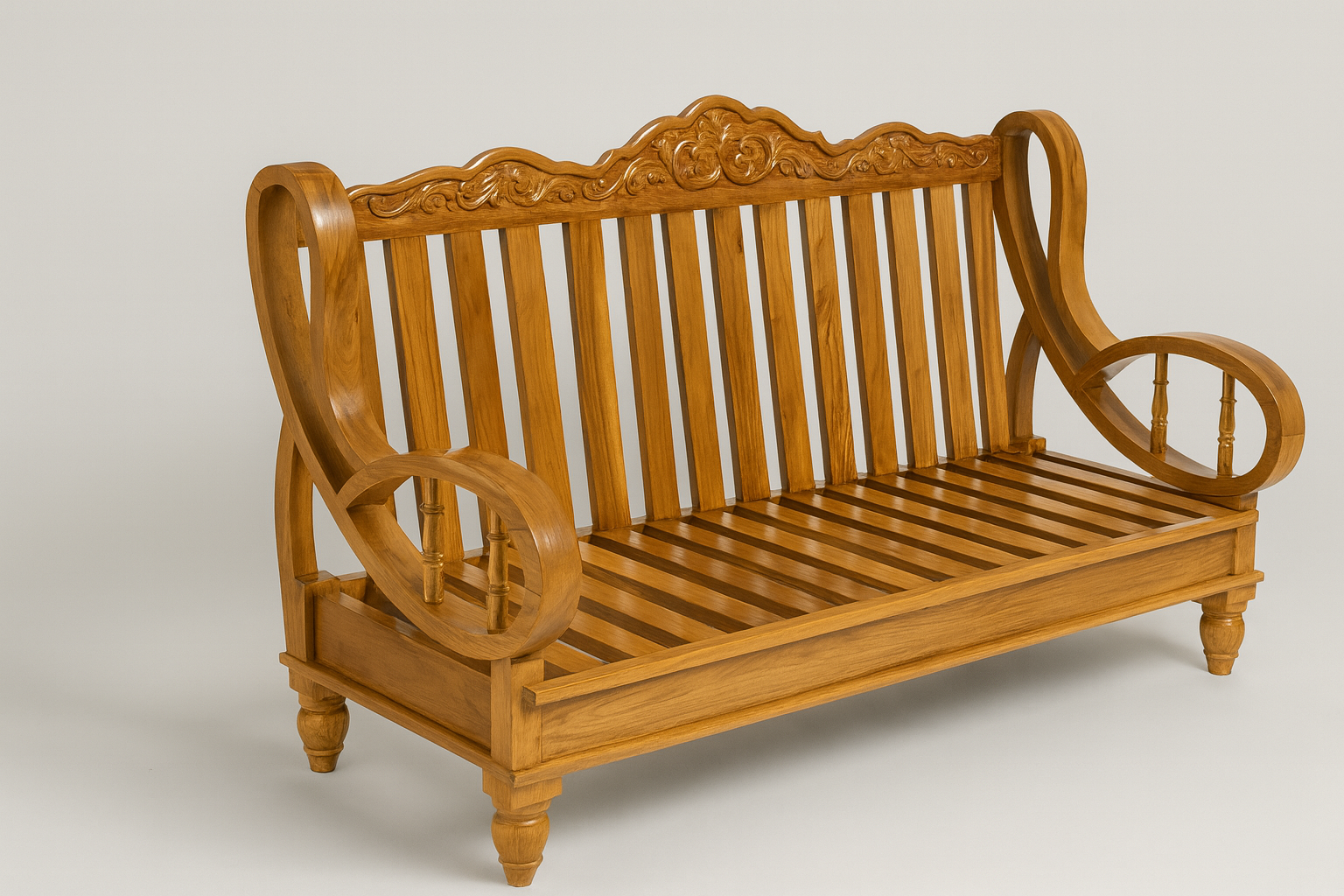 Handcrafted Solid Wood Antique-Style Sofa – Premium Traditional Indian Design